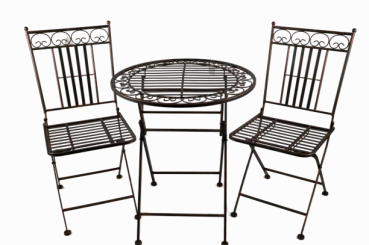 Wunderhübsches Tischset Culta aus Metall klappbar 3-tlg. - Gartenmöbel Sitzgarnitur